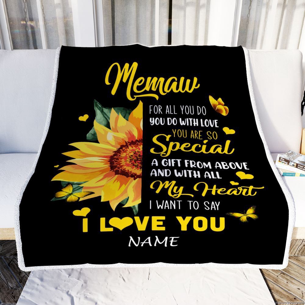To My Memaw Blanket From Grandkids Granddaughter I Want To Say I Love You Sunfower, Mother Day Blanket, Personalized Blanket For Mom To My Memaw Blanket From Grandkids Granddaughter I Want To Say I Love You Sunfower, Mother Day Blanket, Personalized Blanket For Mom