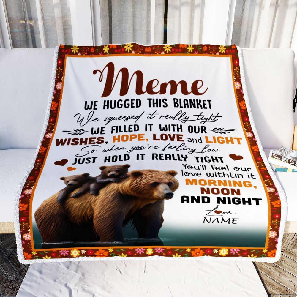 To My Meme Blanket From Granddaughter Grandson Bear I Love You, Mother Day Blanket, Personalized Blanket For Mom To My Meme Blanket From Granddaughter Grandson Bear I Love You, Mother Day Blanket, Personalized Blanket For Mom