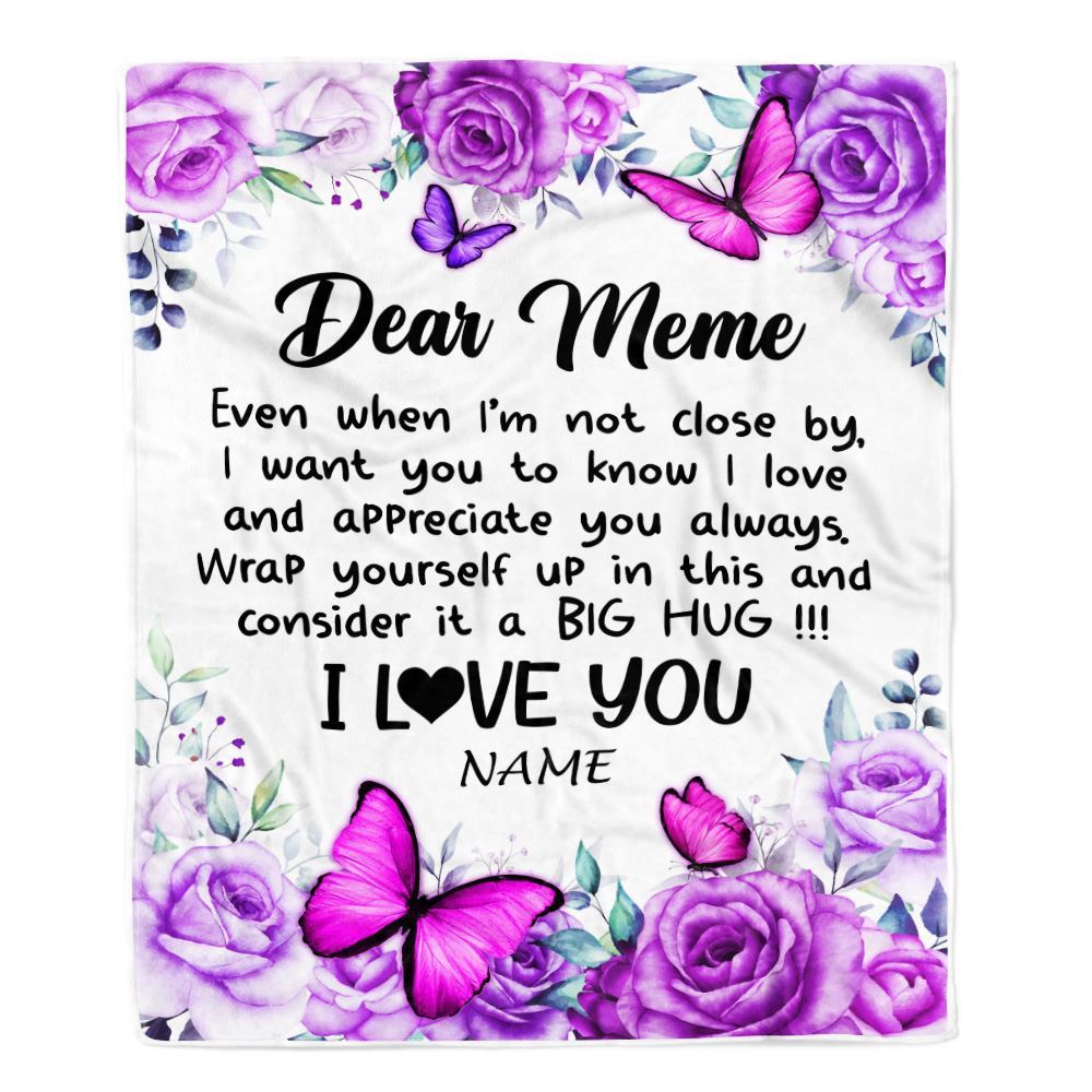 To My Meme Blanket From Granddaughter Grandson Butterfly Love And Appreciate, Mother Day Blanket, Personalized Blanket For Mom To My Meme Blanket From Granddaughter Grandson Butterfly Love And Appreciate, Mother Day Blanket, Personalized Blanket For Mom