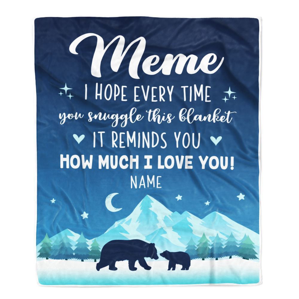To My Meme Blanket From Granddaughter Grandson I Hope Every Time Bear, Mother Day Blanket, Personalized Blanket For Mom To My Meme Blanket From Granddaughter Grandson I Hope Every Time Bear, Mother Day Blanket, Personalized Blanket For Mom
