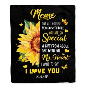 To My Meme Blanket From Grandkids Granddaughter…