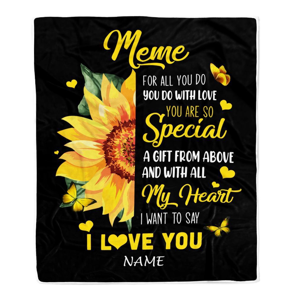 To My Meme Blanket From Grandkids Granddaughter I Want To Say I Love You Sunfower, Mother Day Blanket, Personalized Blanket For Mom To My Meme Blanket From Grandkids Granddaughter I Want To Say I Love You Sunfower, Mother Day Blanket, Personalized Blanket For Mom