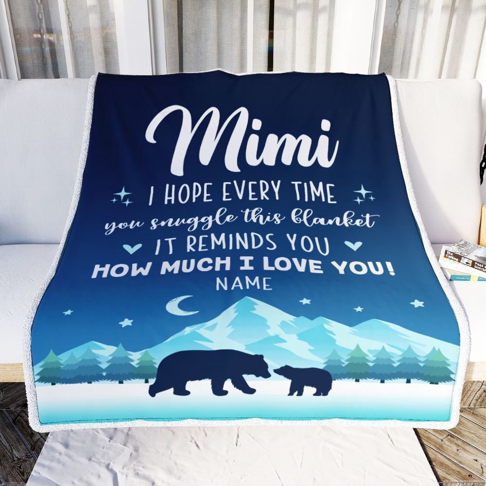 To My Mimi Blanket From Granddaughter Grandson I Hope Every Time Bear, Mother Day Blanket, Personalized Blanket For Mom To My Mimi Blanket From Granddaughter Grandson I Hope Every Time Bear, Mother Day Blanket, Personalized Blanket For Mom