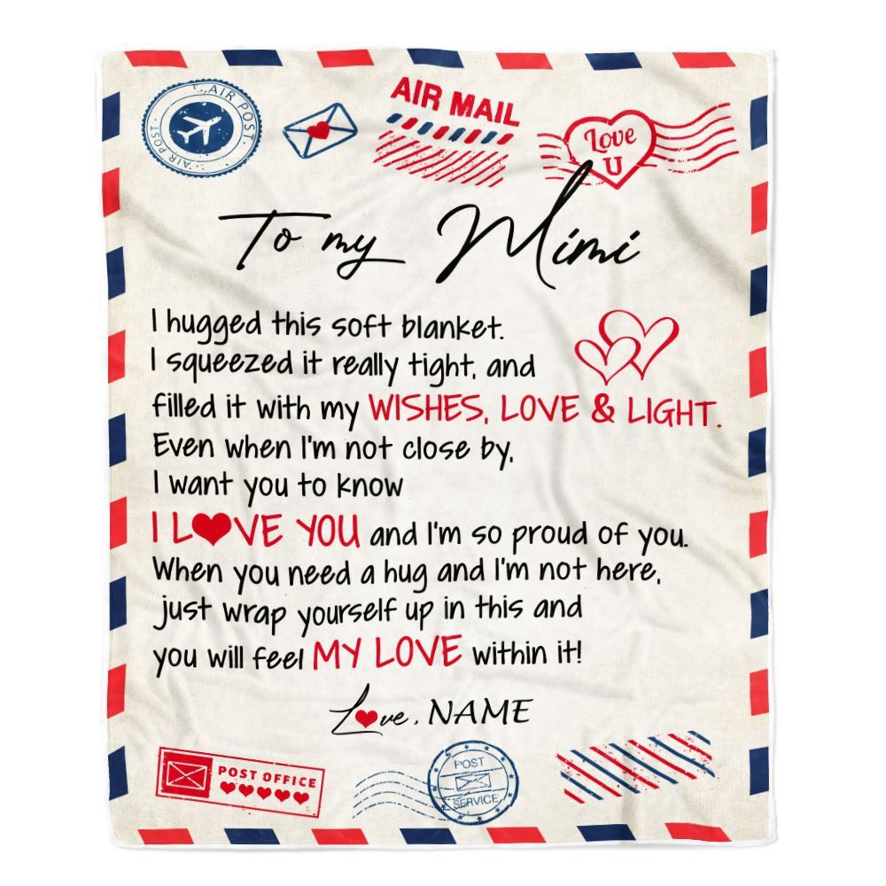 To My Mimi Blanket From Grandkids Grandson Air Mail Letter I Love You, Mother Day Blanket, Personalized Blanket For Mom To My Mimi Blanket From Grandkids Grandson Air Mail Letter I Love You, Mother Day Blanket, Personalized Blanket For Mom