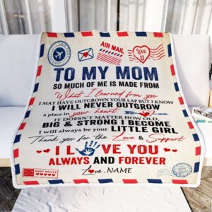 To My Mom Blanket From Daughter Air Mail Letter Mail I Love You Always Forever Mom Mother Day Blanket Personalized Blanket For Mom 2 y3ffzb.jpg