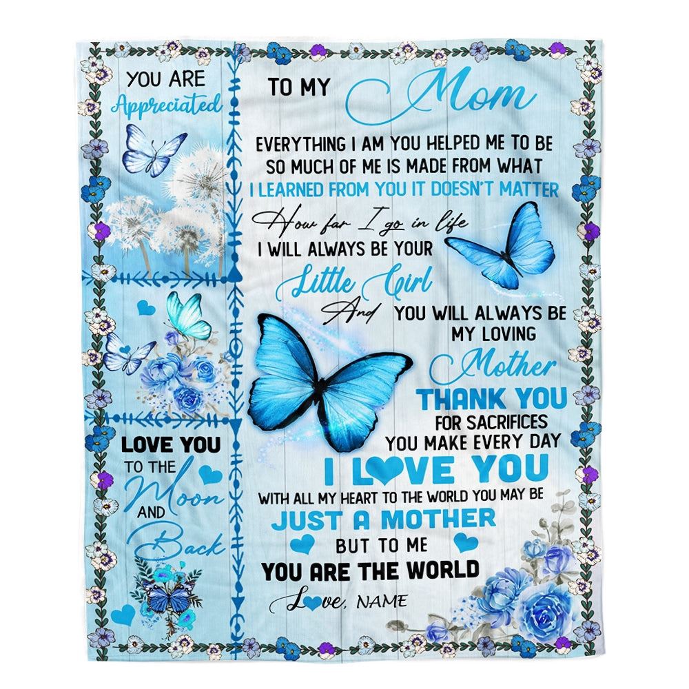 To My Mom Blanket From Daughter I Love You With All My Heart Butterfly, Mother Day Blanket, Personalized Blanket For Mom To My Mom Blanket From Daughter I Love You With All My Heart Butterfly, Mother Day Blanket, Personalized Blanket For Mom