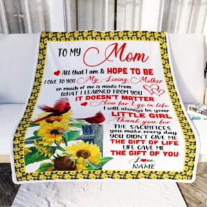 To My Mom Blanket From Daughter Little Girl Red Bird Cardinal Sunflower My Lovin Mother Day Blanket Personalized Blanket For Mom 2 g8njxy.jpg
