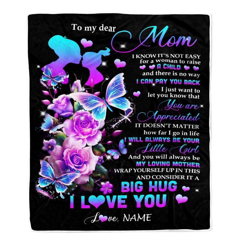 To My Mom Blanket From Daughter Rose Butterfly You Are Appriciated Mom, Mother Day Blanket, Personalized Blanket For Mom To My Mom Blanket From Daughter Rose Butterfly You Are Appriciated Mom, Mother Day Blanket, Personalized Blanket For Mom