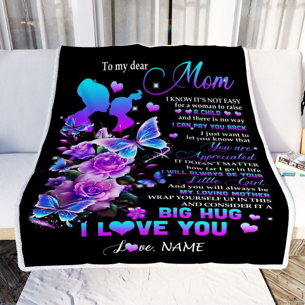 To My Mom Blanket From Daughter Rose Butterfly You Are Appriciated Mom, Mother Day Blanket, Personalized Blanket For Mom To My Mom Blanket From Daughter Rose Butterfly You Are Appriciated Mom, Mother Day Blanket, Personalized Blanket For Mom