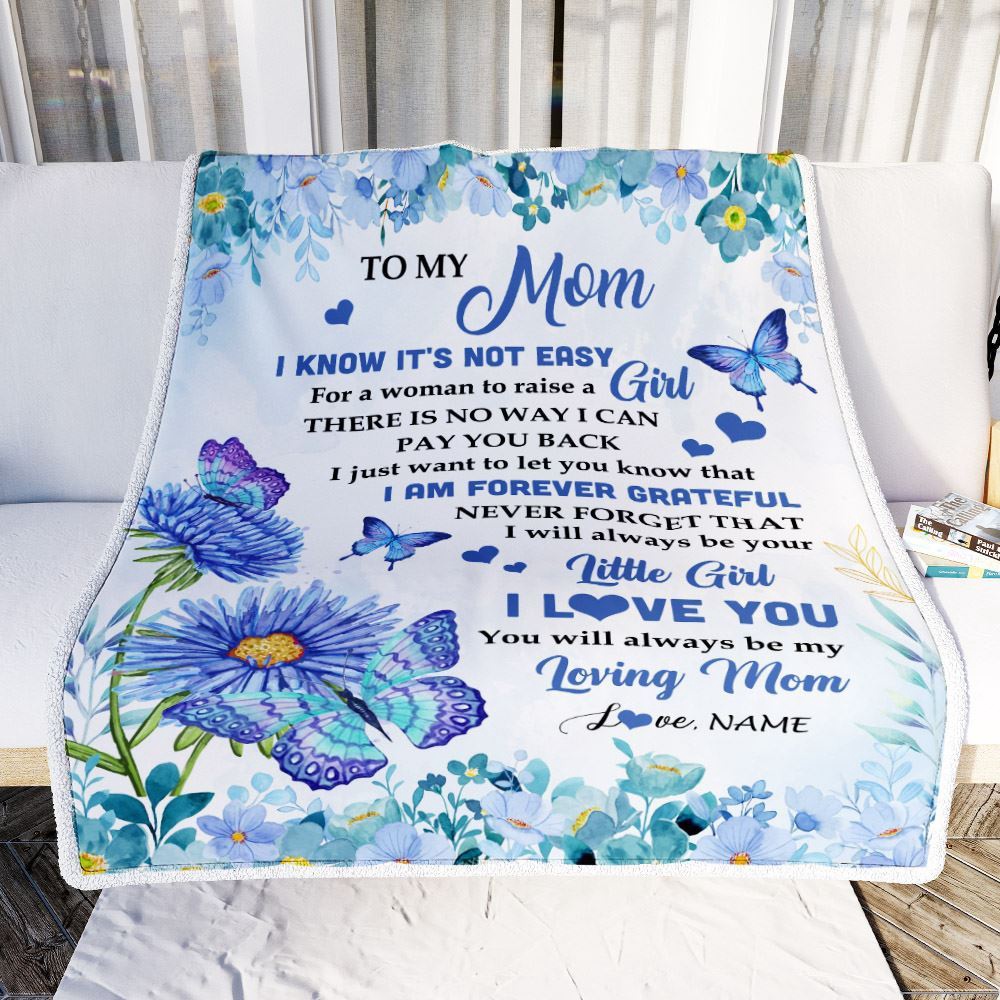 To My Mom Blanket From Daughter Son Butterfly I Am Forever Grateful Mom, Mother Day Blanket, Personalized Blanket For Mom To My Mom Blanket From Daughter Son Butterfly I Am Forever Grateful Mom, Mother Day Blanket, Personalized Blanket For Mom