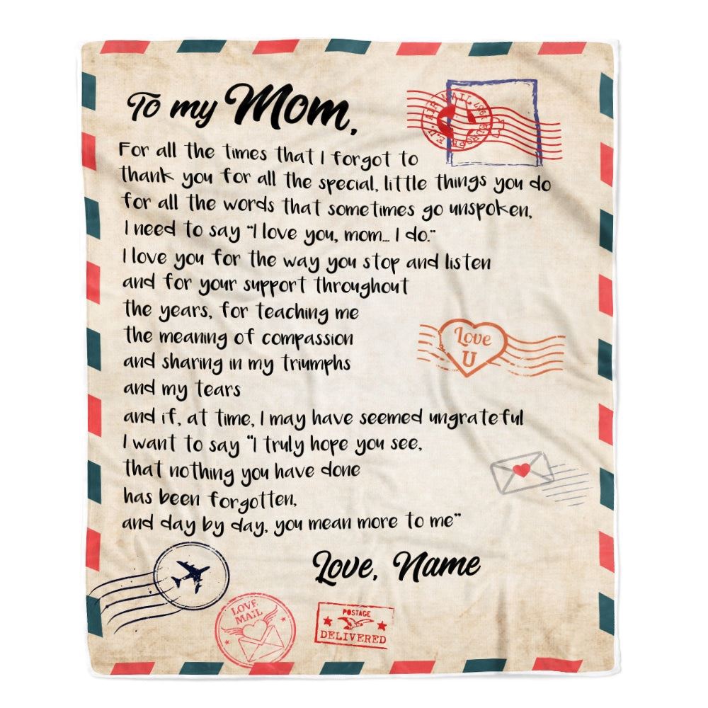 To My Mom Blanket From Daughter Son Love Letter Mail to, Mother Day Blanket, Personalized Blanket For Mom To My Mom Blanket From Daughter Son Love Letter Mail to, Mother Day Blanket, Personalized Blanket For Mom