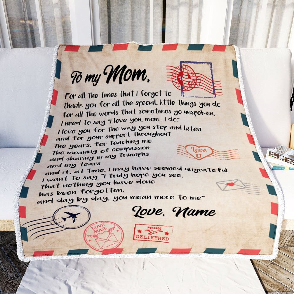 To My Mom Blanket From Daughter Son Love Letter Mail to, Mother Day Blanket, Personalized Blanket For Mom To My Mom Blanket From Daughter Son Love Letter Mail to, Mother Day Blanket, Personalized Blanket For Mom