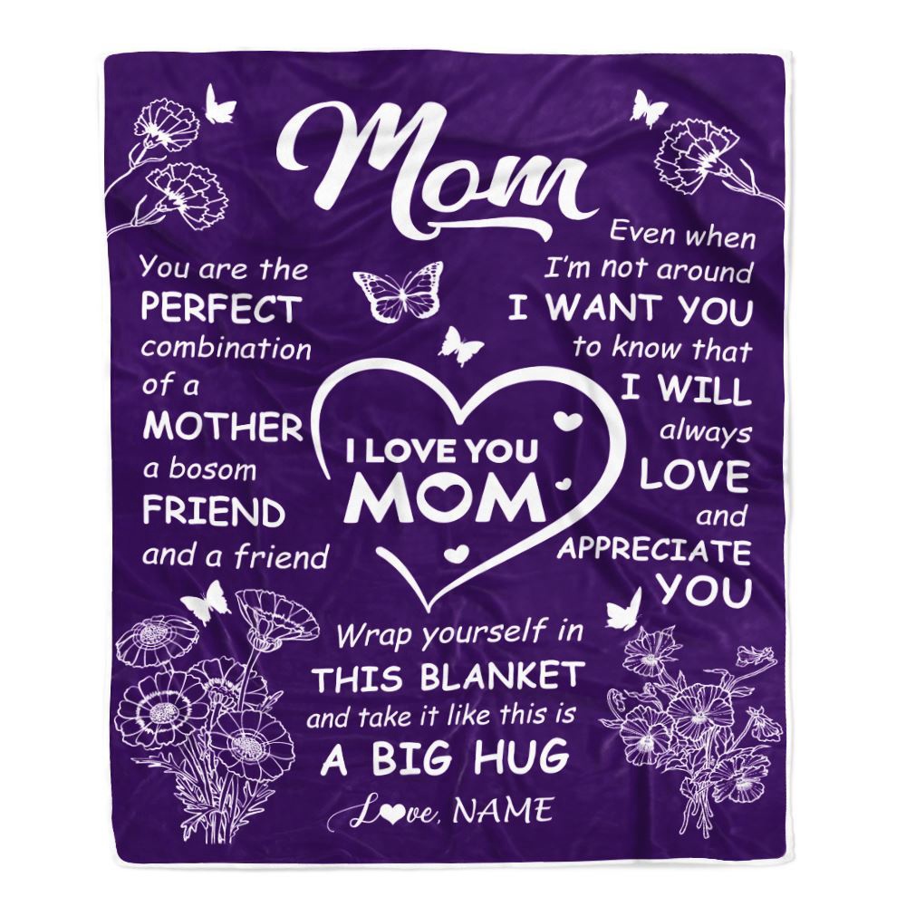To My Mom Blanket From Daughter Son Purple You Are The Perfect Mom, Mother Day Blanket, Personalized Blanket For Mom