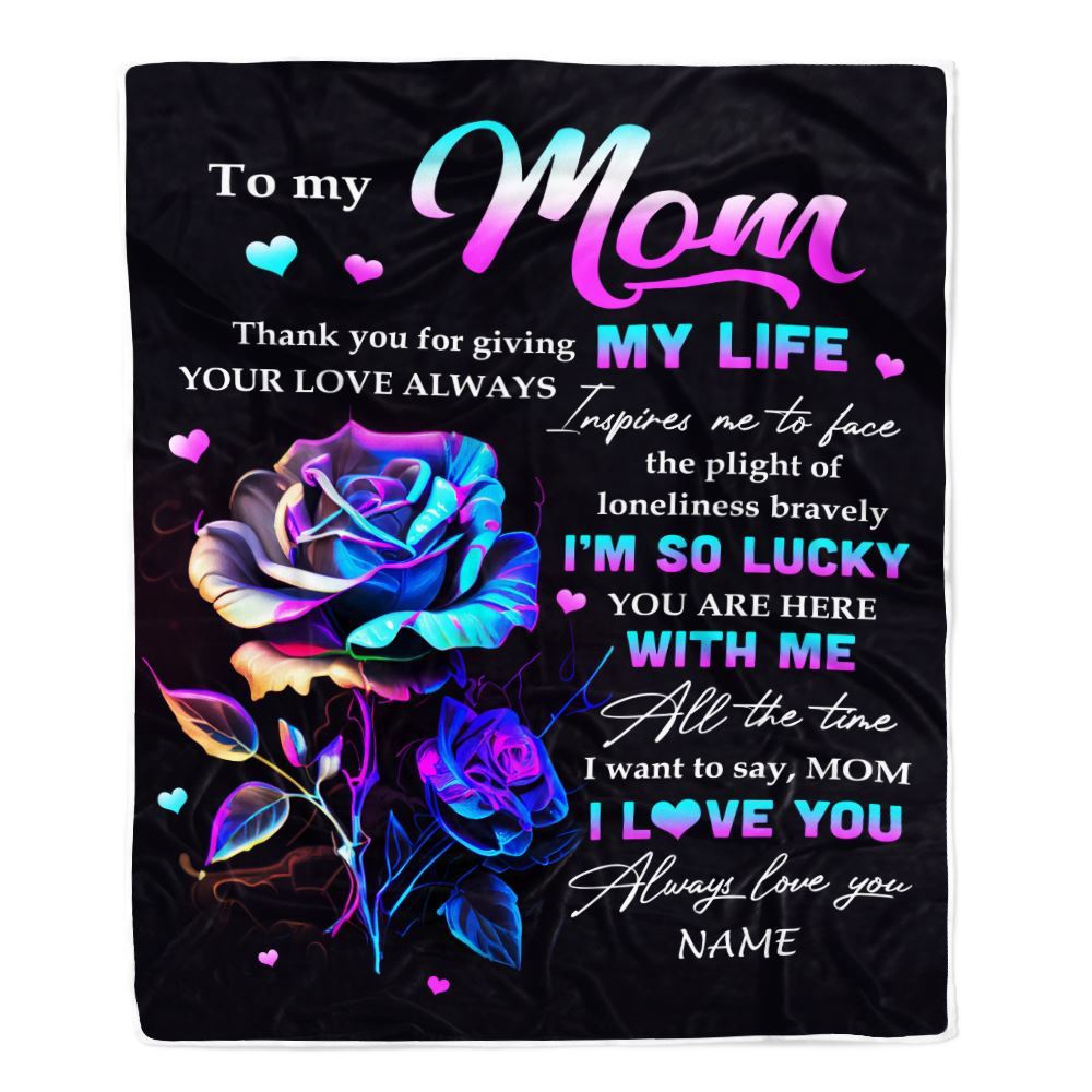 To My Mom Blanket From Daughter Son Rose Thank You For Giving My Life, Mother Day Blanket, Personalized Blanket For Mom To My Mom Blanket From Daughter Son Rose Thank You For Giving My Life, Mother Day Blanket, Personalized Blanket For Mom