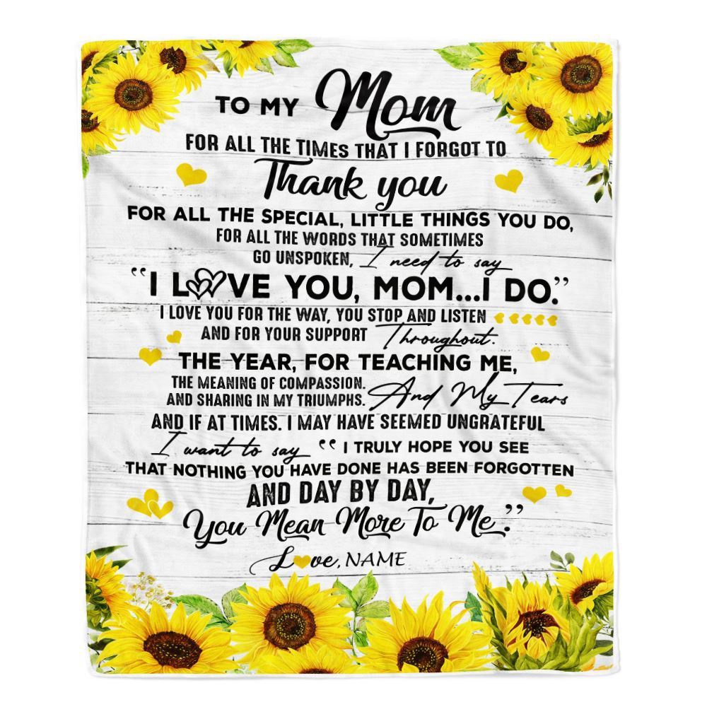 To My Mom Blanket From Daughter Son Thank You For All Wood Sunflower, Mother Day Blanket, Personalized Blanket For Mom To My Mom Blanket From Daughter Son Thank You For All Wood Sunflower, Mother Day Blanket, Personalized Blanket For Mom
