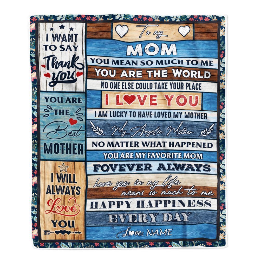 To My Mom Blanket From Daughter Son Wood You Are My Favorite, Mother Day Blanket, Personalized Blanket For Mom