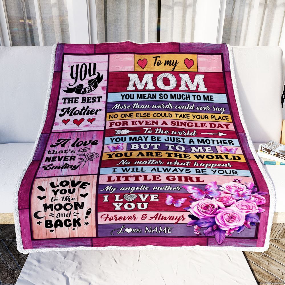 To My Mom Blanket From Daughter Wood Butterfly Love My Angelic, Mother Day Blanket, Personalized Blanket For Mom To My Mom Blanket From Daughter Wood Butterfly Love My Angelic, Mother Day Blanket, Personalized Blanket For Mom