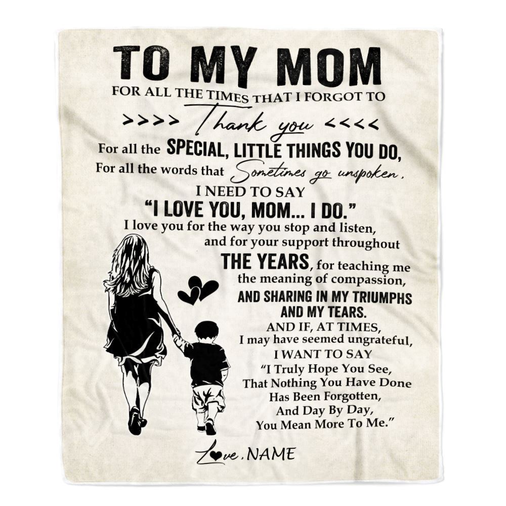 To My Mom Blanket From Son For All The Times That I Forgot To Thank You, Mother Day Blanket, Personalized Blanket For Mom To My Mom Blanket From Son For All The Times That I Forgot To Thank You, Mother Day Blanket, Personalized Blanket For Mom