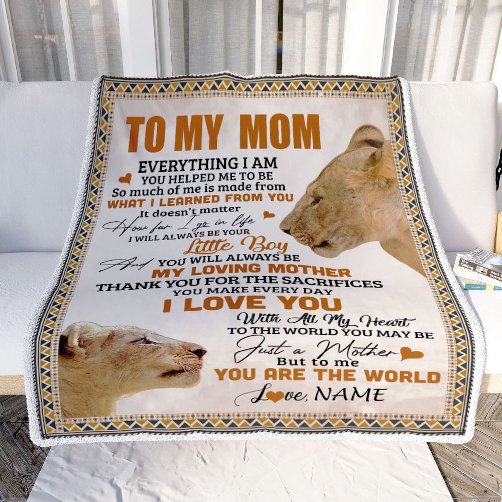 To My Mom Blanket From Son Lion My Loving Father I Love You Mom, Mother Day Blanket, Personalized Blanket For Mom