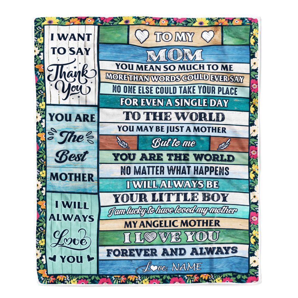 To My Mom Blanket From Son Wood Thank You My Angelic, Mother Day Blanket, Personalized Blanket For Mom