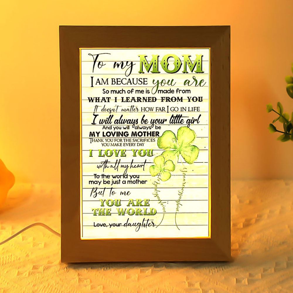 To My Mom From Daughter Four Leaf Clover Frame Lamp, Picture Frame Light, Frame Lamp, Mother’s Day Gifts