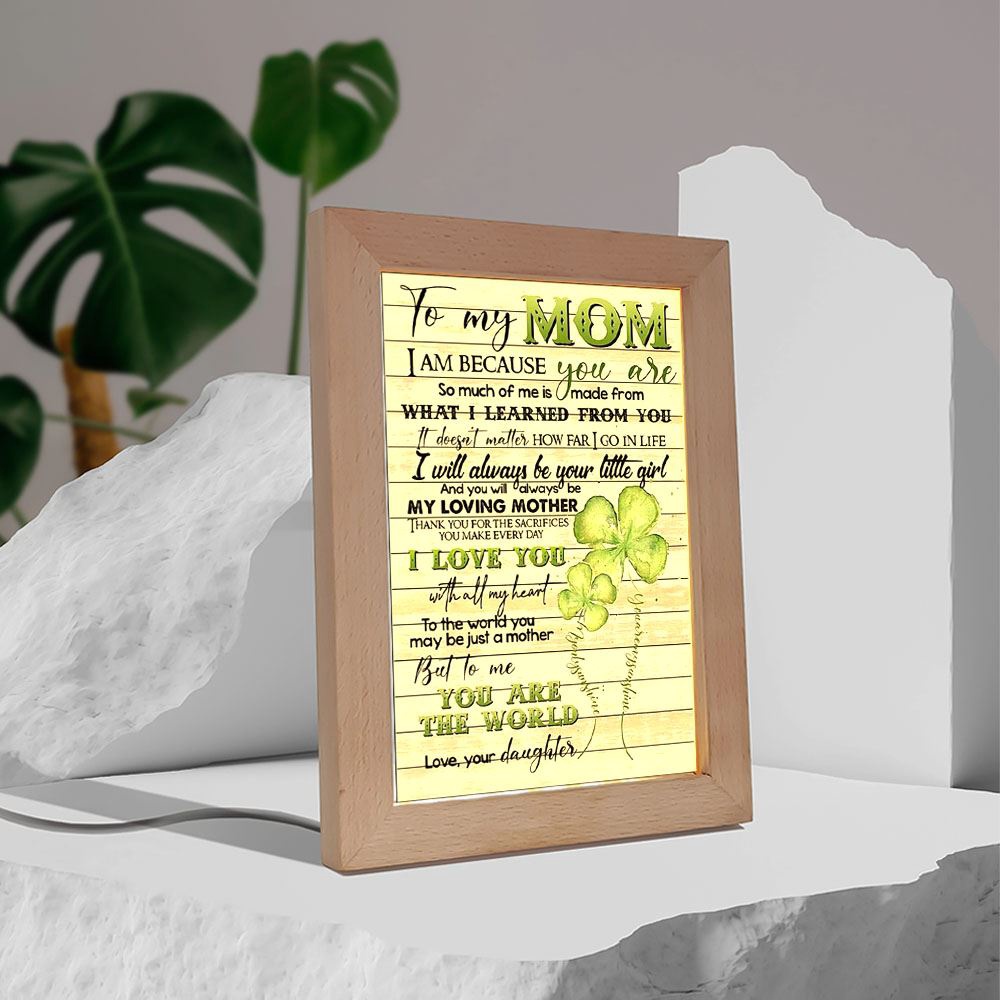 To My Mom From Daughter Four Leaf Clover Frame Lamp, Picture Frame Light, Frame Lamp, Mother’s Day Gifts