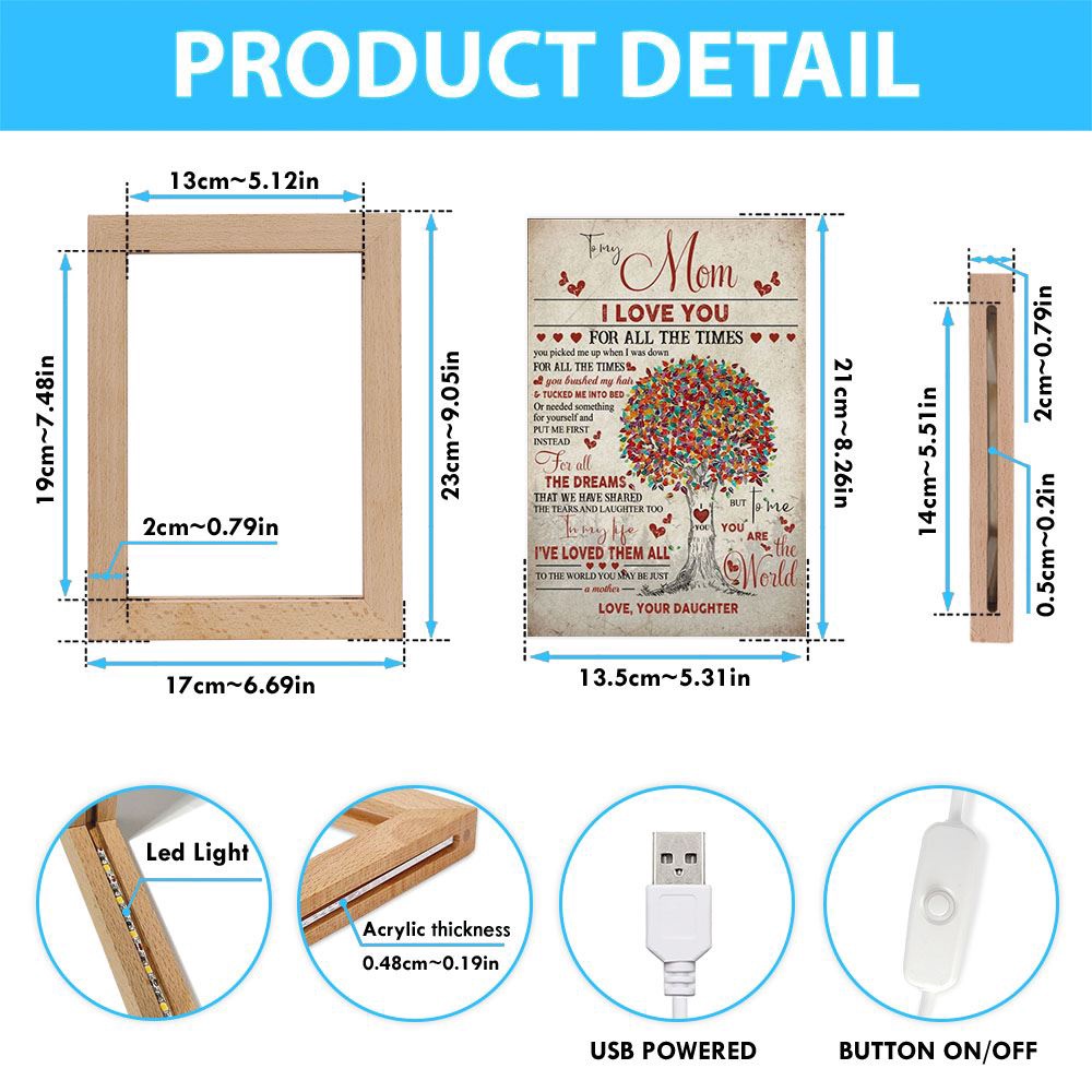 To My Mom I Love You For All The Times Mother’s Day Frame Lamp, Picture Frame Light, Frame Lamp, Mother’s Day Gifts