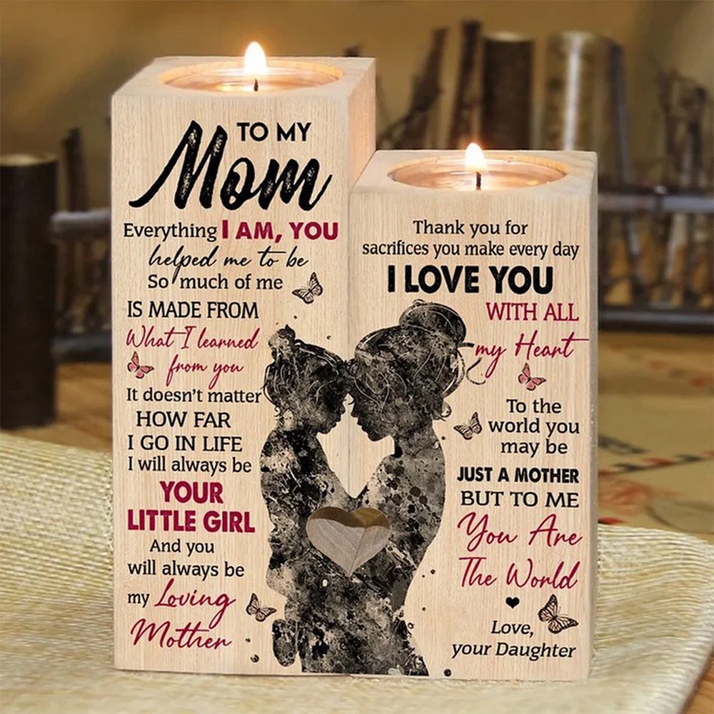 To My Mom, I Will Always Be Your Little Girl Heart Candle Holder, Mothers Day Candle To My Mom, I Will Always Be Your Little Girl Heart Candle Holder, Mothers Day Candle