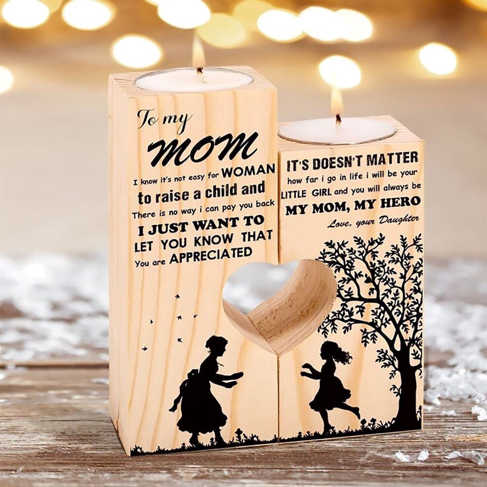 To My Mom, My Mom, My Hero Heart Candle Holders, Mothers Day Candle To My Mom, My Mom, My Hero Heart Candle Holders, Mothers Day Candle