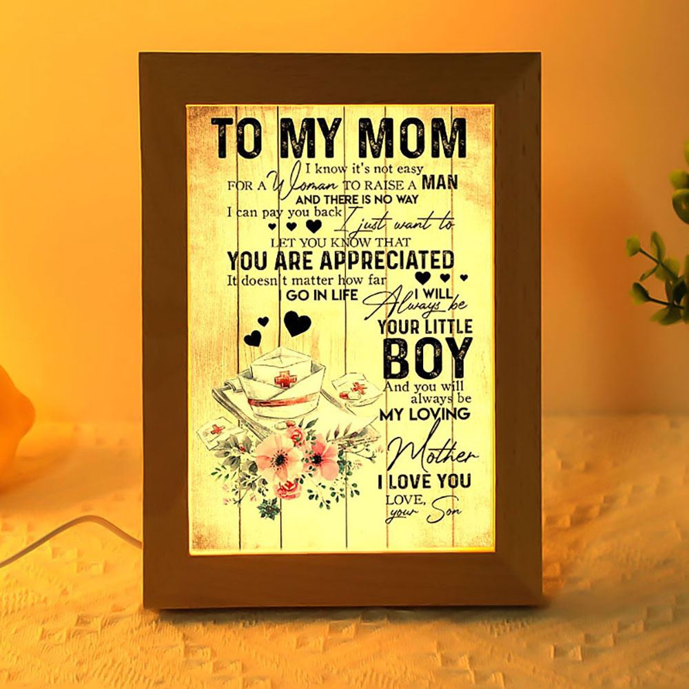 To My Mom Nurse Son Mother’s Day Gift Frame Lamp, Picture Frame Light, Frame Lamp, Mother’s Day Gifts