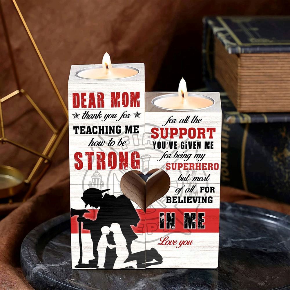 To My Mom, Thank You For Teaching Me How To Strong Heart Candle Holders, Mothers Day Candle To My Mom, Thank You For Teaching Me How To Strong Heart Candle Holders, Mothers Day Candle