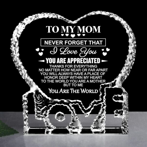 To My Mom, Thanks For Everything Heart Crystal, Mother Day Heart, Mother’s Day Gifts