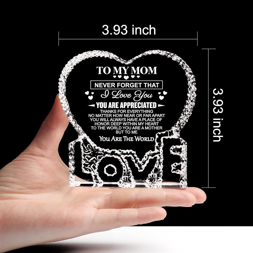 To My Mom, Thanks For Everything Heart Crystal, Mother Day Heart, Mother’s Day Gifts