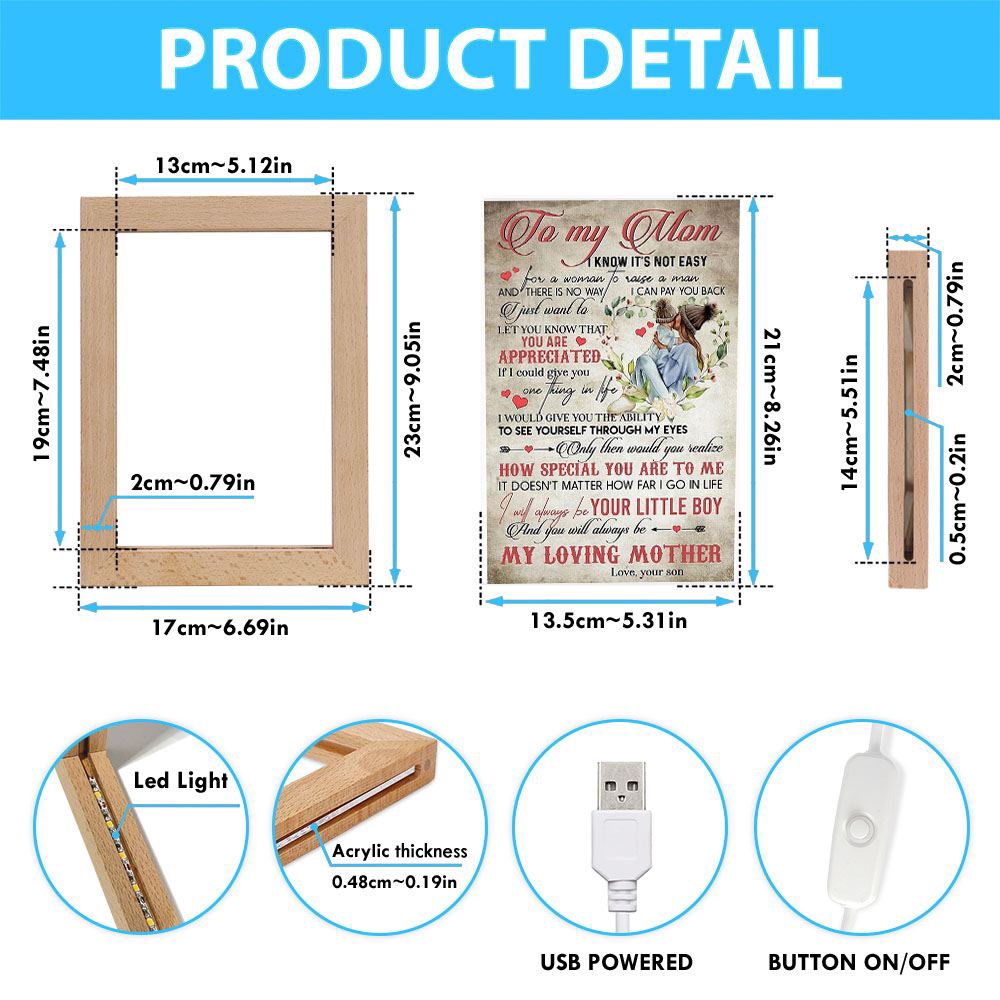 To My Mom You Will Always My Loving Mother Frame Lamp, Picture Frame Light, Frame Lamp, Mother’s Day Gifts