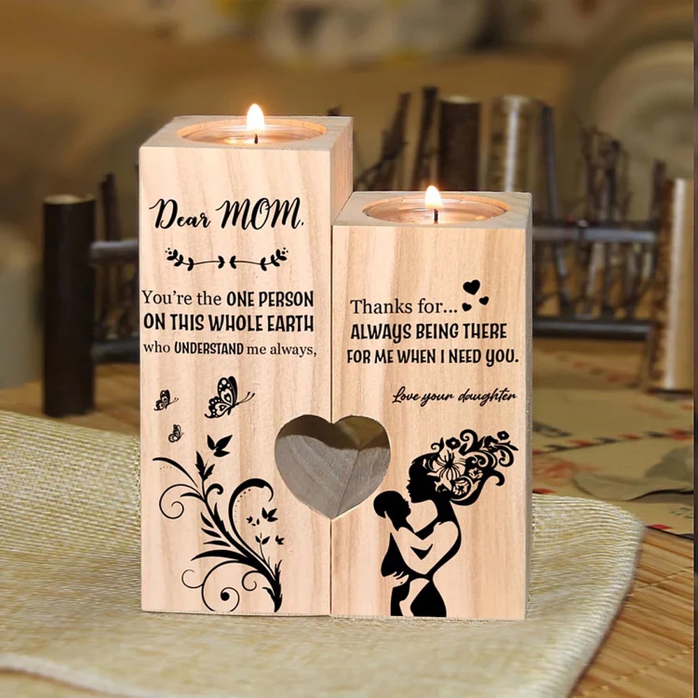 To My Mom, You’re The One Person On This Whole World, Wooden Candlestick, Mothers Day Candle To My Mom, You’re The One Person On This Whole World, Wooden Candlestick, Mothers Day Candle