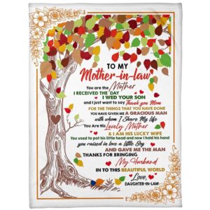 To My Mother-In-Law Blanket Colorful Tree For…