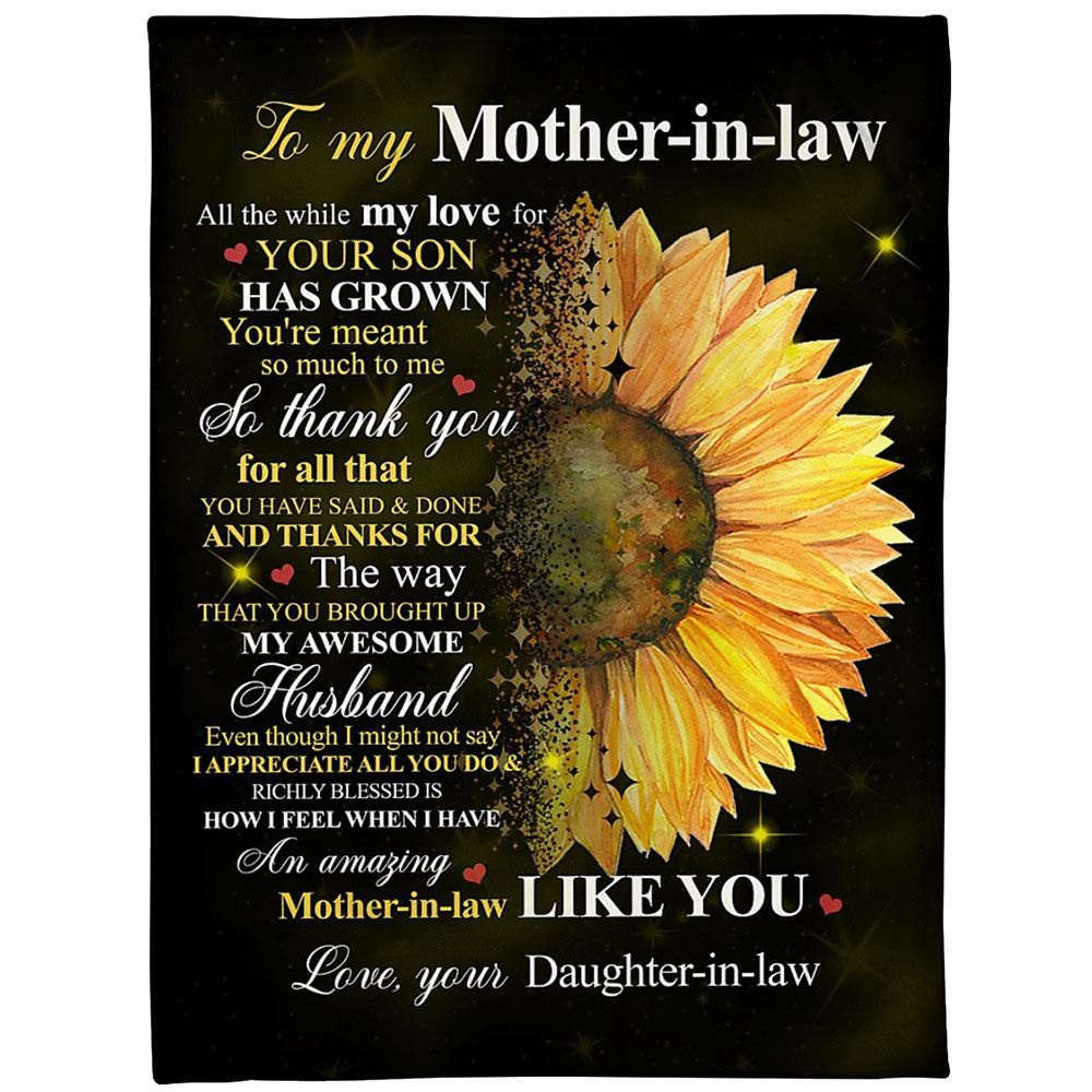 To My Mother-In-Law Blanket Haft Of Sunflower All The While My Love Blanket, Blankets For Mothers Day To My Mother-In-Law Blanket Haft Of Sunflower All The While My Love Blanket, Blankets For Mothers Day