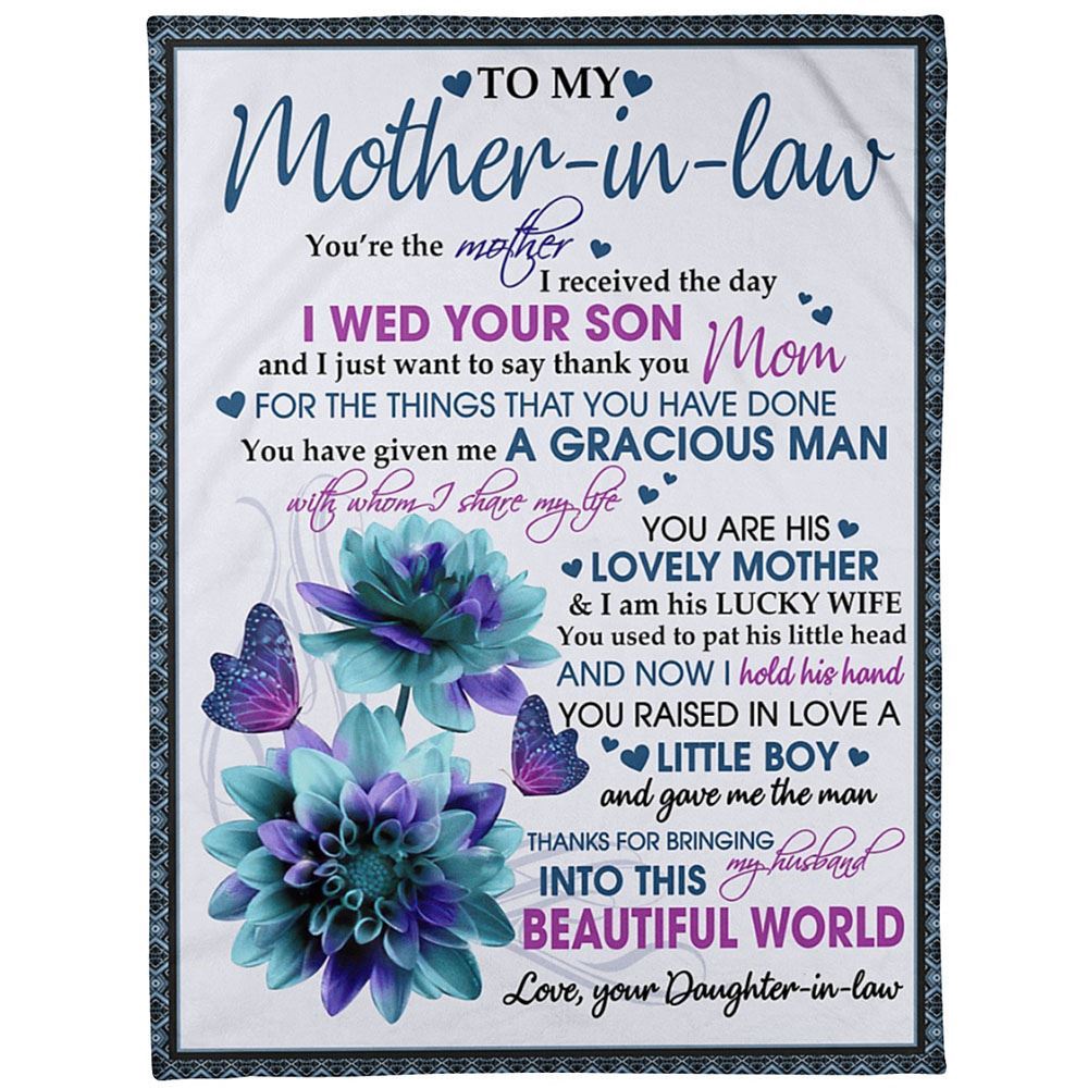 To My Mother-In-Law Blanket I Just Want To Say Thank You Flower Butterflies Blanket, Blankets For Mothers Day To My Mother-In-Law Blanket I Just Want To Say Thank You Flower Butterflies Blanket, Blankets For Mothers Day