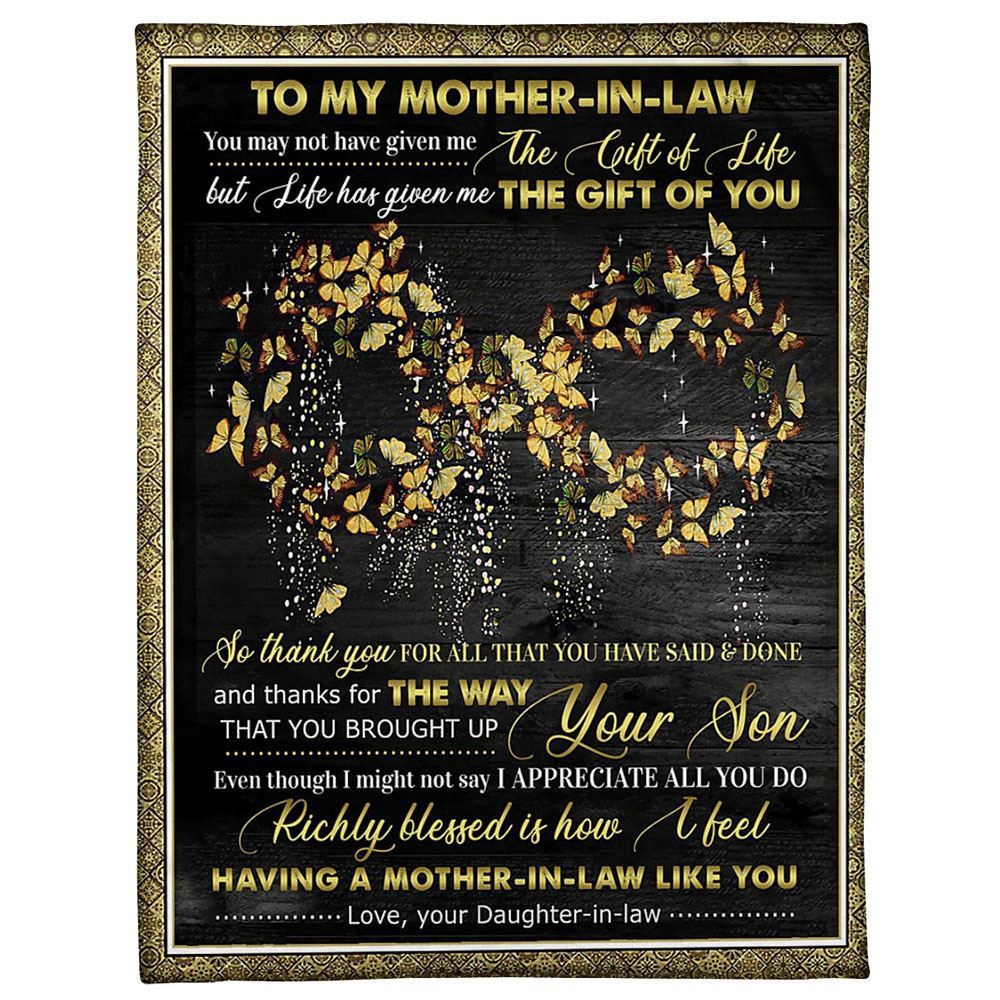 To My Mother-In-Law Blanket Infinity Symbol Vintage Butterflies Blanket, Blankets For Mothers Day To My Mother-In-Law Blanket Infinity Symbol Vintage Butterflies Blanket, Blankets For Mothers Day