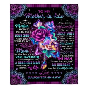 To My Mother-In-Law Blanket Mandala Design Flower…