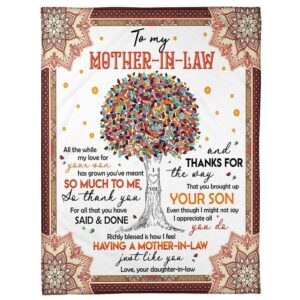 To My Mother-In-Law Blanket Mandala Tree My…