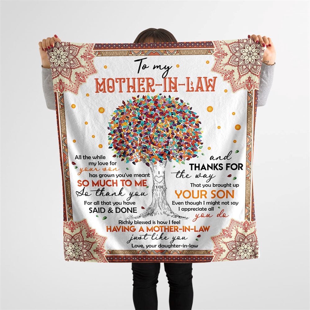 To My Mother-In-Law Blanket Mandala Tree My Love For Your Son Blanket, Blankets For Mothers Day To My Mother-In-Law Blanket Mandala Tree My Love For Your Son Blanket, Blankets For Mothers Day