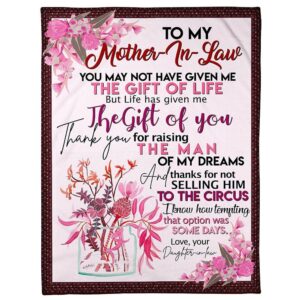 To My Mother-In-Law Blanket Pink Flower Thank…