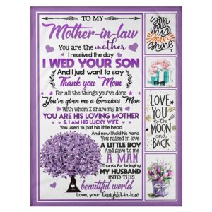 To My Mother-In-Law Blanket Purple Tree The…