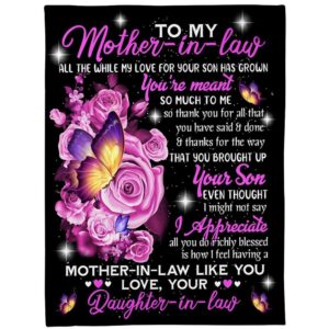 To My Mother-In-Law Blanket Rose Butterflies I…