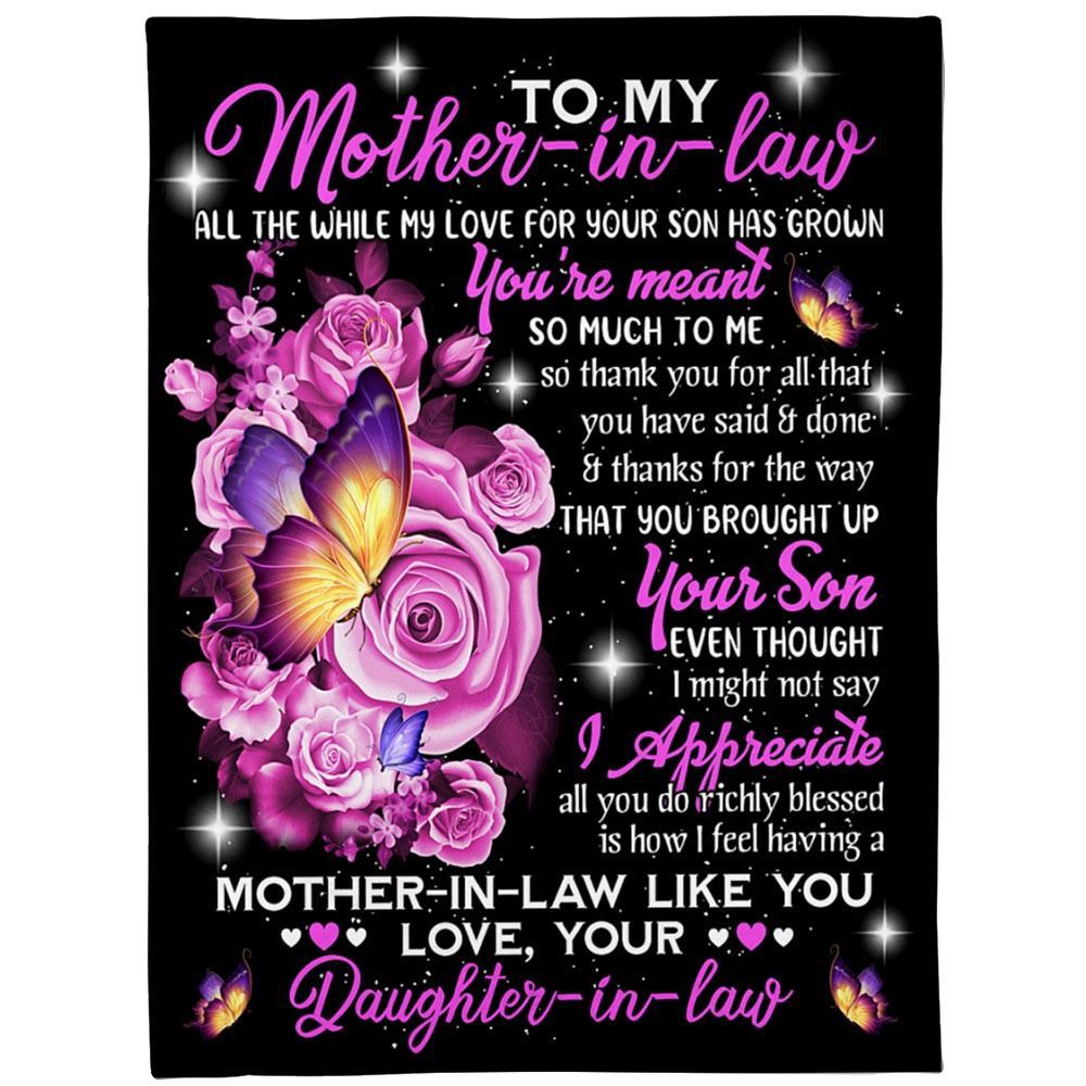To My Mother-In-Law Blanket Rose Butterflies I Appreciate All You Do Blanket, Blankets For Mothers Day To My Mother-In-Law Blanket Rose Butterflies I Appreciate All You Do Blanket, Blankets For Mothers Day