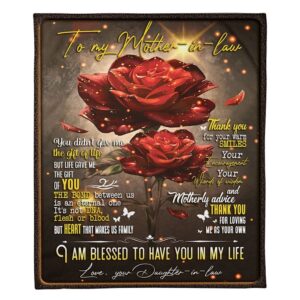 To My Mother-In-Law Blanket Rose Flower Heart…