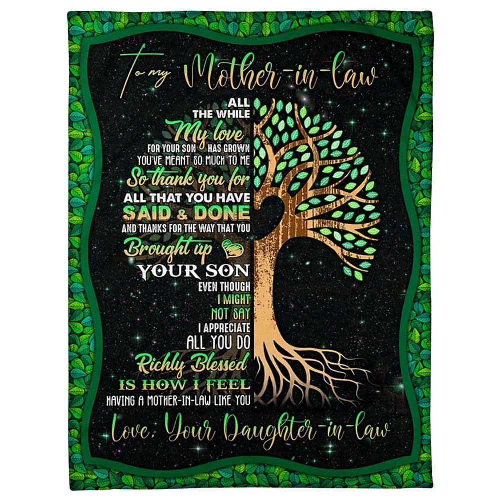 To My Mother-In-Law Blanket Tree Artwork My Love For Your Son Birthday Blanket, Blankets For Mothers Day To My Mother-In-Law Blanket Tree Artwork My Love For Your Son Birthday Blanket, Blankets For Mothers Day