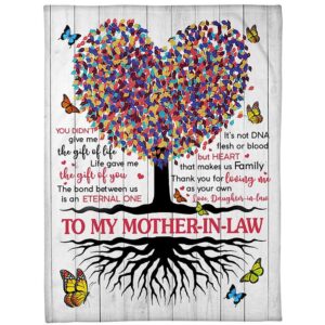 To My Mother-In-Law Blanket Tree Butterflies Heart…