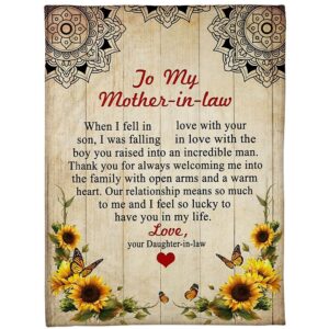 To My Mother-In-Law Blanket Vintage Sunflower &…